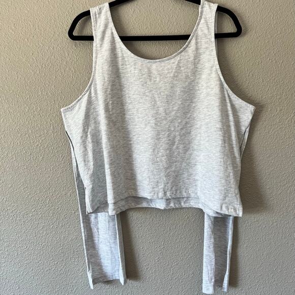 Topshop Heather Grey Scoop Tie Back Accent Side Slit Women's New Relaxed Fit Top - Picture 9 of 9